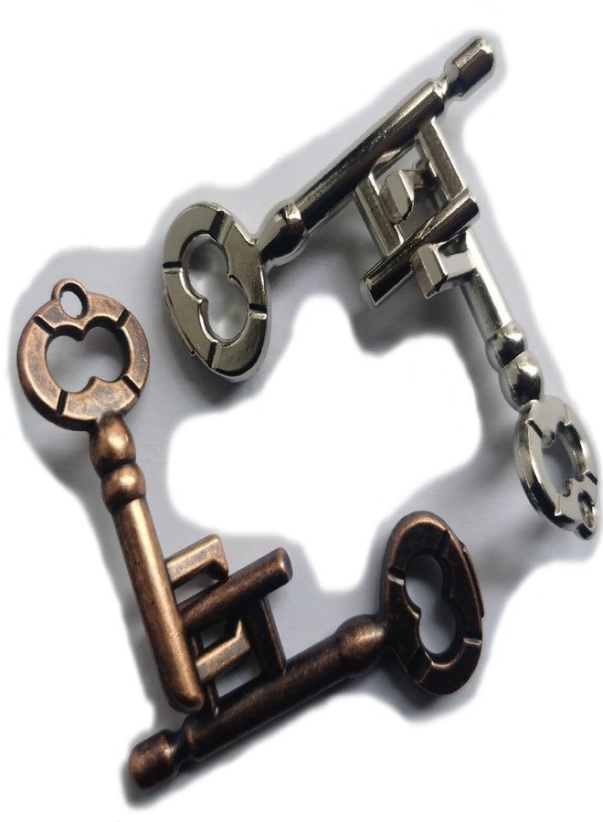 GINFH Brain Teaser 3D Unlock Interlocking Metal Hole Lock Puzzle - Adult Educational IQ Toy (Gold Silver Key) - Image 1